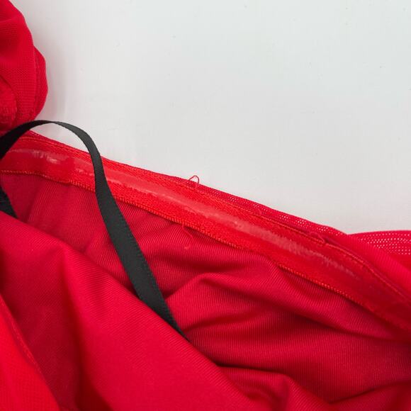 Majorelle | Elise Cherry Red Mesh Ruched Off Shoulder Midi Dress S - Picture 8 of 16